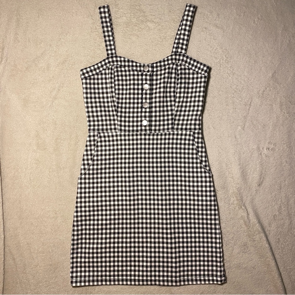 No Boundaries Black and White Checkered Mini Dress